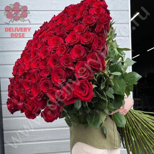15 гигантских красных роз 160 см