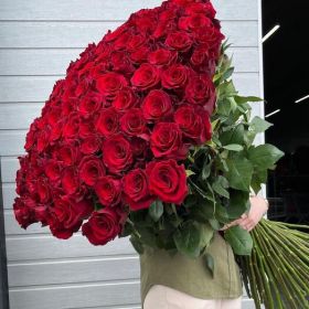 15 гигантских красных роз 160 см