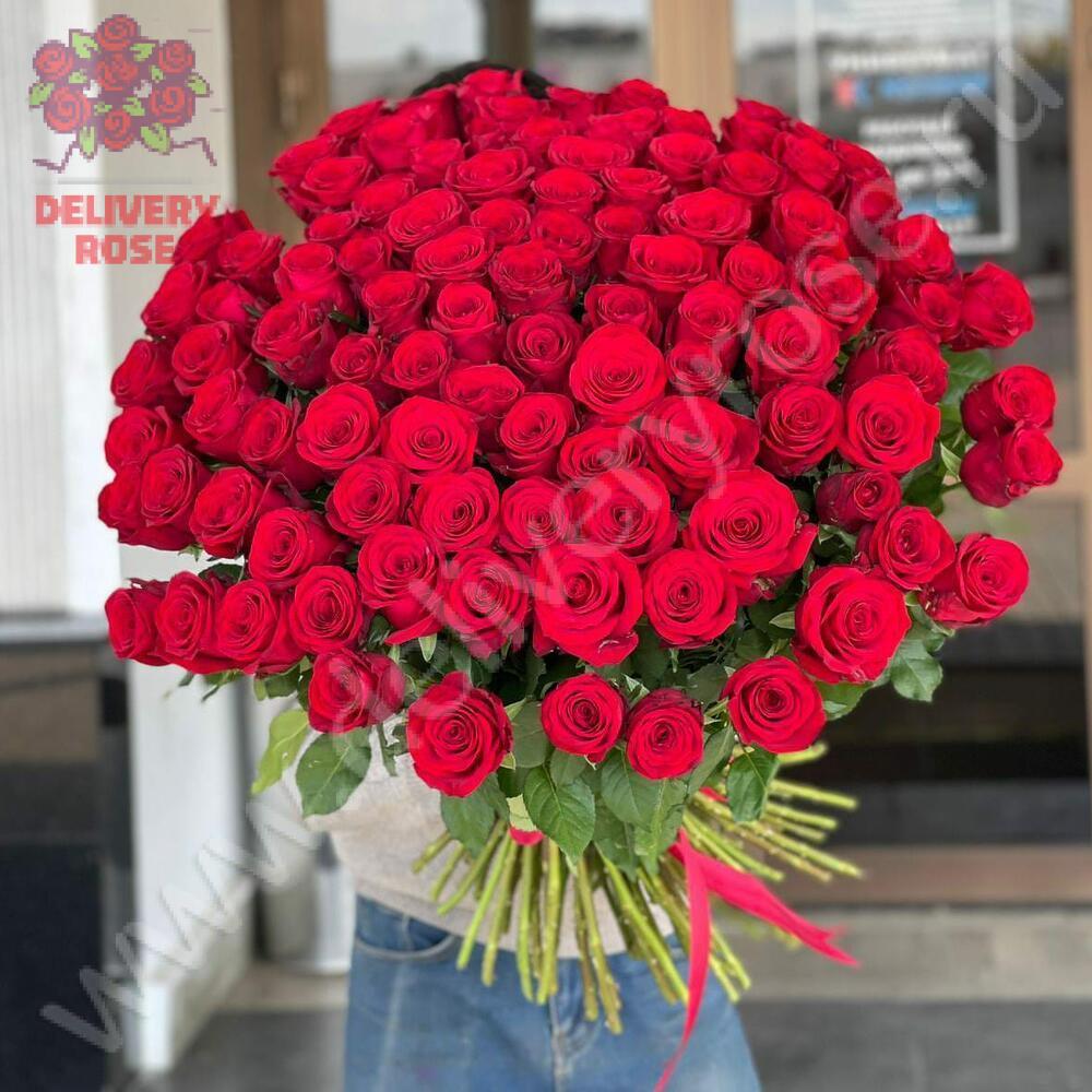 45 гигантских красных роз 160 см